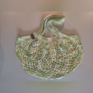 Greens and White Crochet Mesh Market Bag